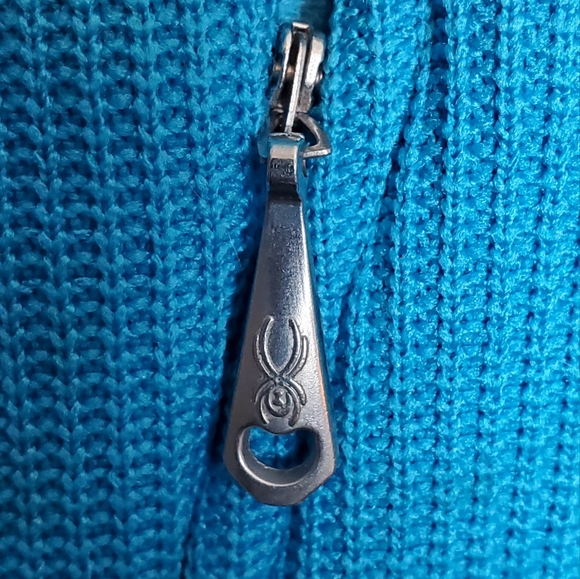 Women's Spyder Core Waffle Knit Zip Up Jacket Turquoise Size L - Picture 9 of 16